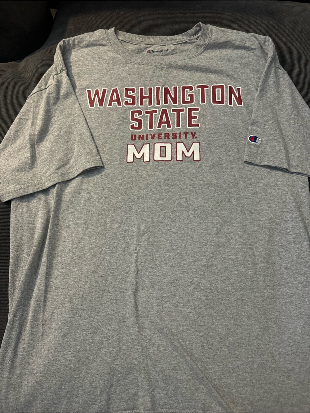 Champion Washington State University Mom T-Shirt - Gray/Crimson